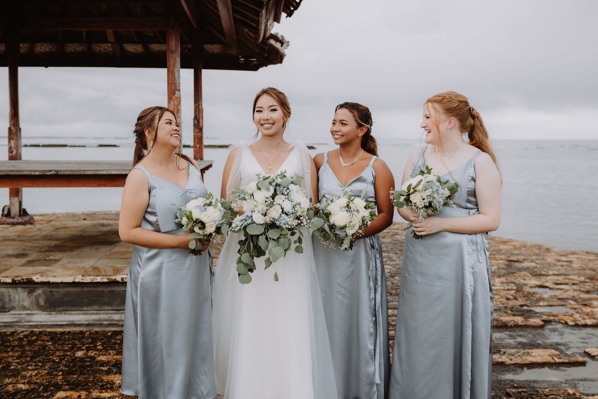 Bridal party on a Bali clifftop